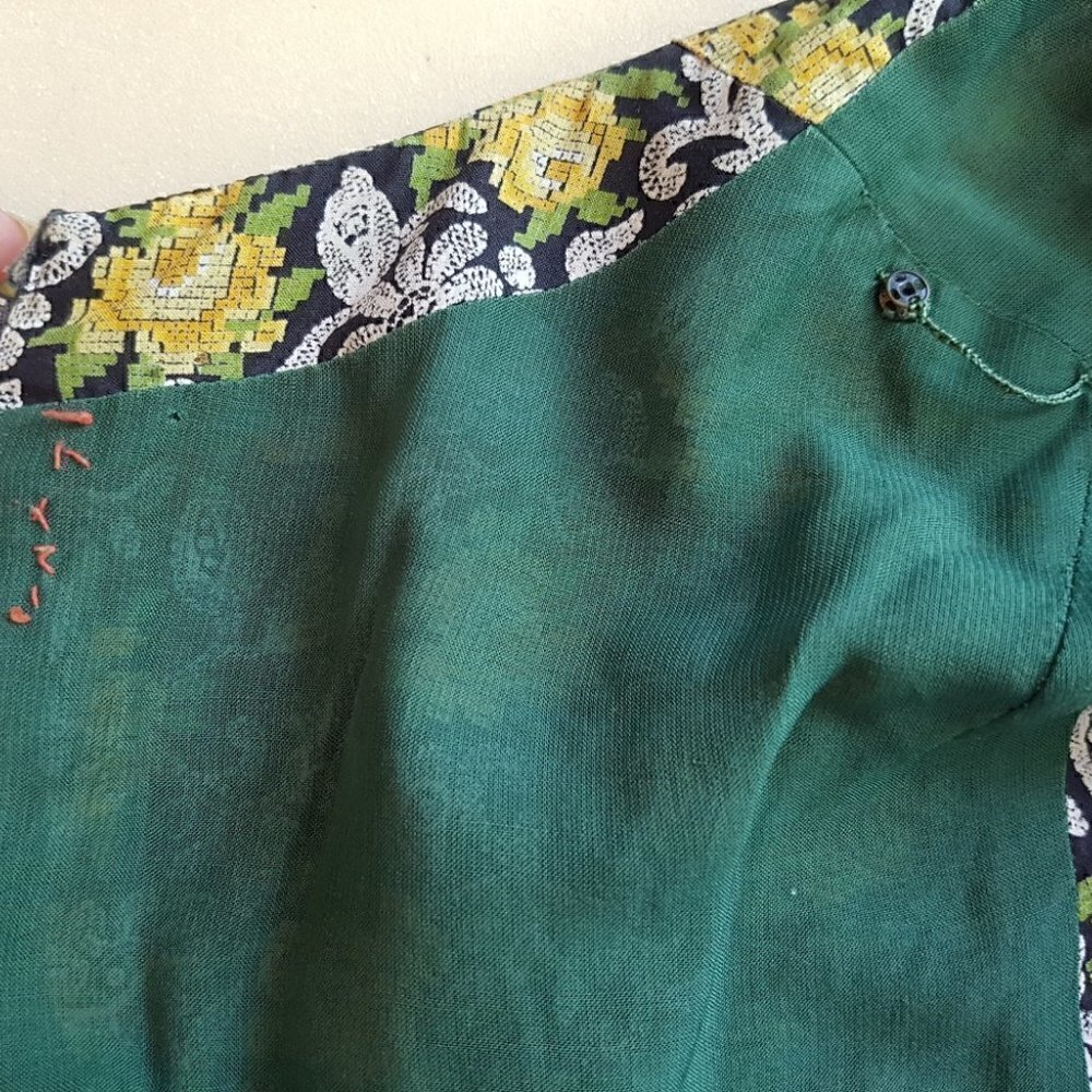 Vintage 60s Floral Lace Cotton Tea Drop Waist Sleeveless Dress - Small - Picture 8 of 11